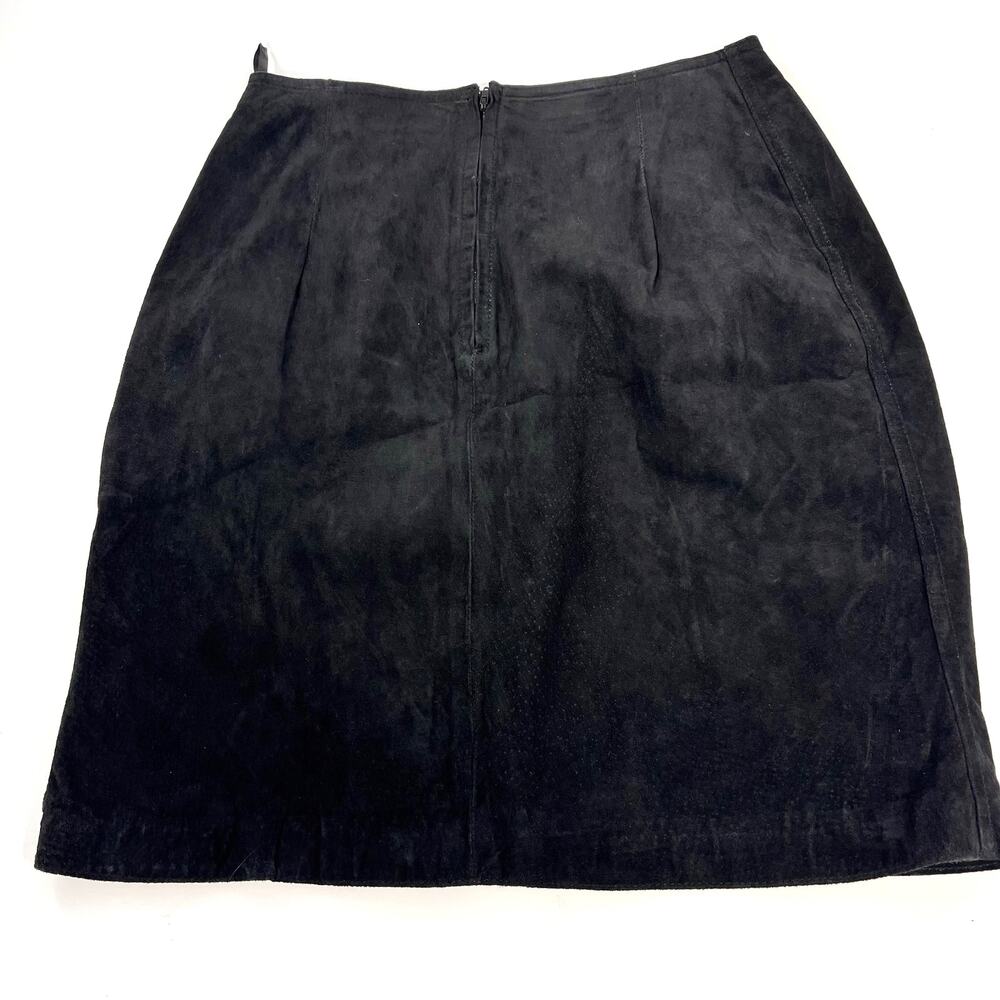 women's vintage 90s 2000s genuine suede Leather black pencil skirt 12 lined
